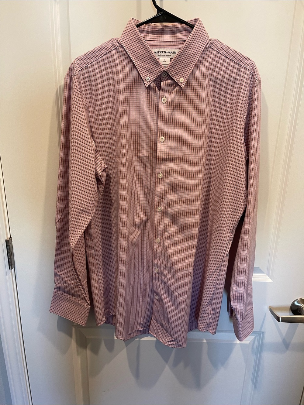 Mizzen+Main Men's Pink Micro-Check Button-Down Dress Shirt